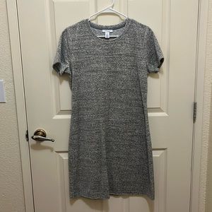 GREY VELOUR T SHIRT DRESS